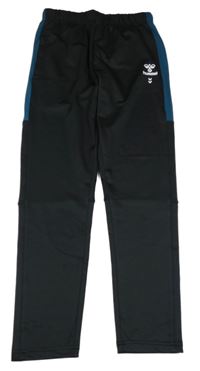 Černo-petrolejové sportovní tepláky s logem hummel