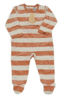 Jahodovo-bílý pruhovaný sametový overal s 3D zajíčkem absorba