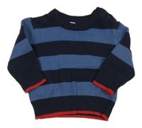 Tmavomodro-modro-červený pruhovaný svetr ZEEMAN