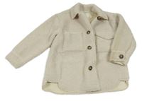 Smetanová huňatá zateplená košilová bunda ZARA