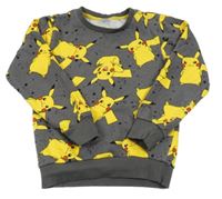 Tmavošedá skvrnitá mikina s Pikachu