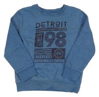 Modrá melírovaná mikina s číslem a nápisy PRIMARK