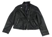 Černý koženkový jarní crop křivák s límečkem Y.F.K.