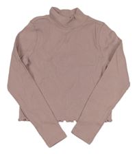 Starorůžový žebrovaný crop rolák M&S