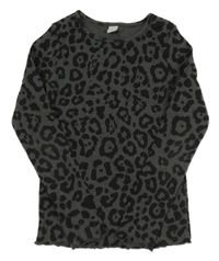 Tmavošedo-černé vzorované žebrované triko Tu