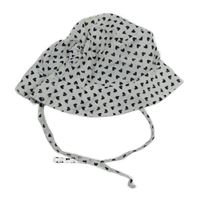 Bílo-černý plátěný zavazovací klobouk se srdíčky lupilu