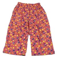 Tmavorůžové melírované capri tepláky s kytičkami Blue Seven