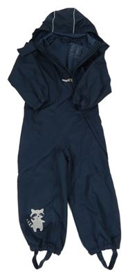 Tmavomodrá softshellová kombinéza s mývalem a odepínací kapucí TCM