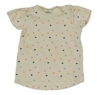 Smetanové melírované tričko se srdíčky Topomini