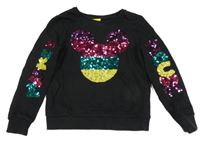 Černá crop mikina s Mickey z flitrů Disney