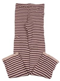 Světlerůžovo-vínové pruhované žebrované úpletové kalhoty H&M