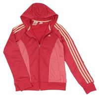 Malinovo-růžová propínací sportovní mikina s kapucí Adidas