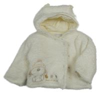 Smetanový huňatý zateplený kabátek s pejskem a kapucí Mamas&Papas