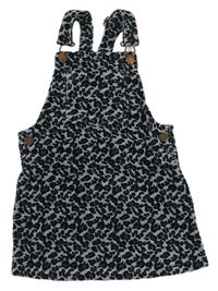 Šedo-černé manšestrové šaty s leopardím vzorem Next