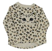 Béžové třpytivé triko s leopardím vzorem a leopardem H&M