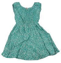 Tyrkysové květované lehké šaty E-Vie