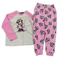 Šedo-růžové fleecové pyžamo s Minnie Disney