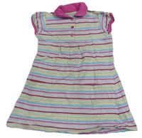 Šedo-barevné pruhované bavlněné polo šaty Mothercare