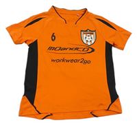 Oranžovo-černé sportovní tričko s potiskem 
