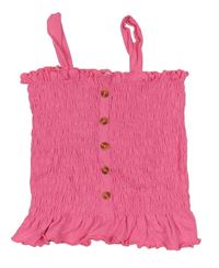 Neonově růžový žabičkový crop top s knoflíky Pep&Co