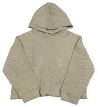 Béžová žebrovaná úpletová oversize mikina s kapucí zn. F&F