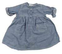 Modré melírované šaty riflového vzhledu Petit Bateau
