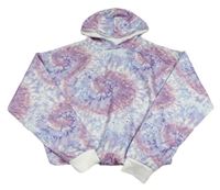 LIla-modrá batikovaná crop mikina s kapucí Primark