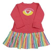 Tmavorůžovo-barevné teplákové šaty se srdcem a pruhy na sukni Tutto Piccolo