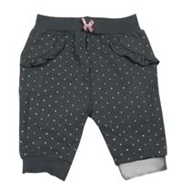 Antracitové puntíkaté tepláky s volánky Topomini