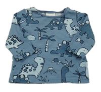 Modrošedé triko s dinosaury Next