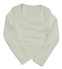 Smetanové žebrované crop triko Shein