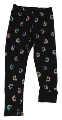 Černé teplé legíny s jednorožci H&M