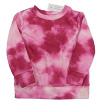 Nové - Růžovo-malinová batikovná mikina