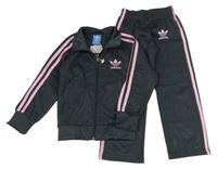 2set - Antracitová sportovní propínací mikina + tepláky Adidas