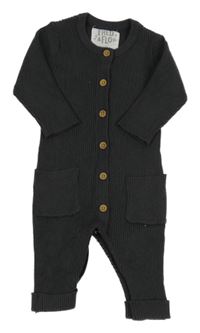 Antracitový žebrovaný pletený overal F&F