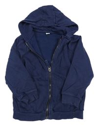 Tmavomodrá propínací mikina s kapucí Tu