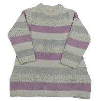 Bílo-světlešedo-růžové pruhované svetrové šaty Topomini