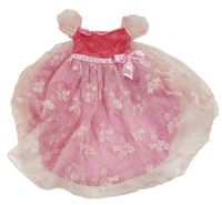 Kostým - Růžové sametovo/organzové s květinami