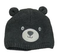 Tmavošedá čepice s oušky - medvěd C&A