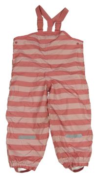 Starorůžové pruhované šusťákové zateplené laclové kalhoty Impidimpi