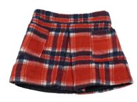 Červeno-tmavomodro-bílá kostkovaná vlněná sukně Dunnes