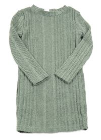 Zelené melírované žebrované úpletové šaty Shein