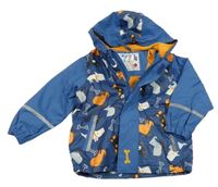 Modrá nepromokavá lehce zateplená bunda se psy a kapucí Lupilu