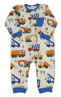 Smetanový overal se stavebními stroji a kapsou