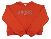 Červená crop mikina s nápisem z kamínků River Island