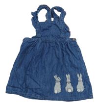 Modré riflové laclové šaty s králíky M&S