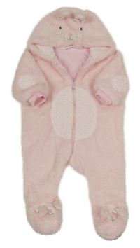 Světlerůžová chlupatá podšitá kombinéza s kapucí - králík F&F