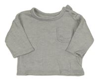 Šedé melírované žebrované triko s kapsou Matalan