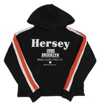 Černá crop mikina s nápisem a kapucí Hersey