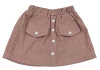 Starorůžová žebrovaná sukně s knoflíky